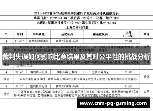 裁判失误如何影响比赛结果及其对公平性的挑战分析 裁判失误如何影响比赛结果及其对公平性的挑战分析