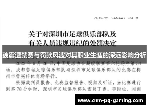 魏震遭禁赛与罚款风波对其职业生涯的深远影响分析